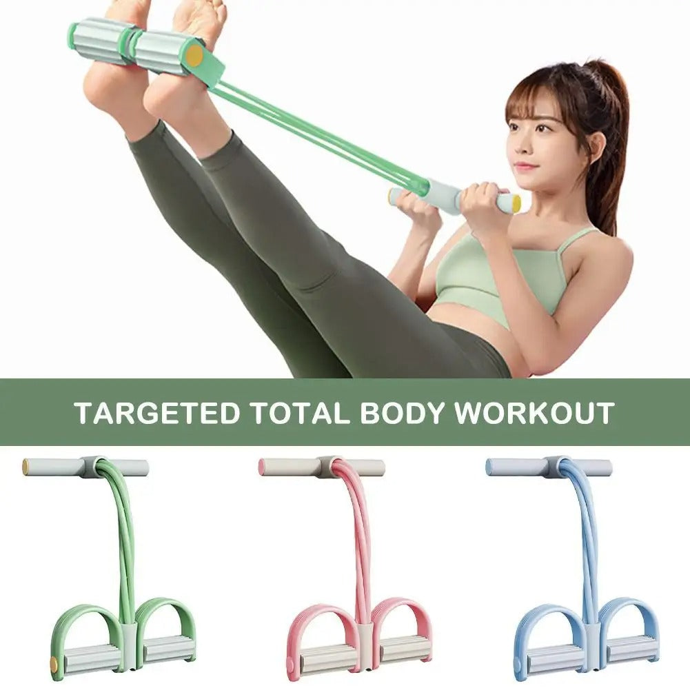 4 Tube Pedal Tensioner Portable Resistance Band Sit Up Fitness Equipment